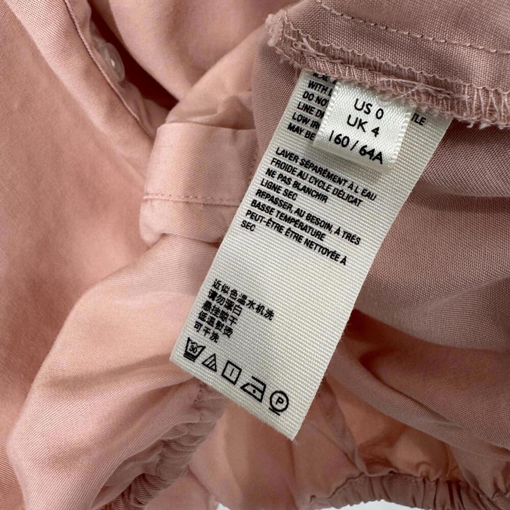 Free People Women’s Size 0  XS Light Pink Lyocell Collared Cut Out Back Shirt - Picture 5 of 9